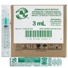 Jeringas de plástico 3 ml con aguja calibre 21 G x 32mm. Caja con 100 piezas.