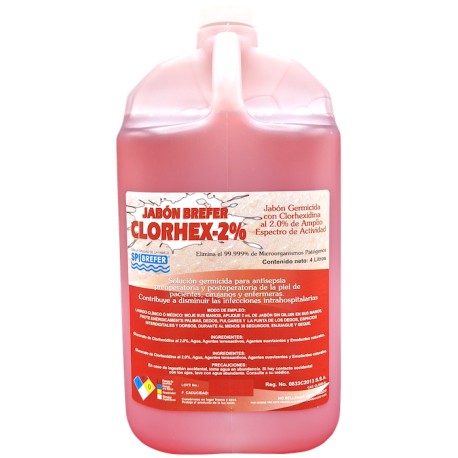 Jabón Quirúrgico con Gluconato de Clorhexidina 2%. Envase 4 Litros