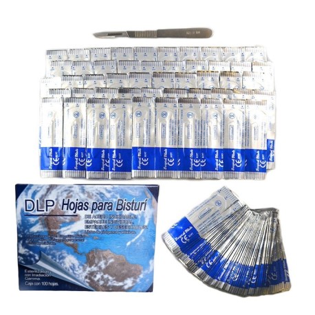 Hoja Para Bisturí de acero inoxidable 20 Envase con 100 piezas.