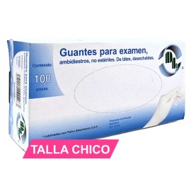 Guantes para exploración no estériles de látex. Chico. Caja con 200 piezas.